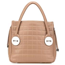 Chanel-Sac à main Chanel Brown Choco Bar Caviar Button-Marron,Marron clair
