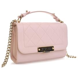 Chanel-Chanel Rose Petit Matelassé Cuir de Veau Grainé Label Click Flap-Rose