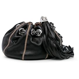 Chanel-Sac Cordon réversible en agneau noir et satin de Chanel-Noir