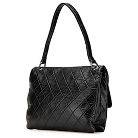 Chanel-Chanel Black Quilted Lambskin Padded Envelope Double Flap-Black