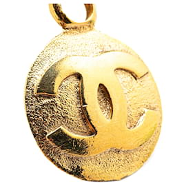 Chanel-Collier pendentif rond CC en or plaqué Chanel-Doré