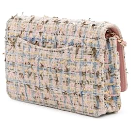 Chanel-Portefeuille en chaîne en tweed bouclé matelassé rose Chanel-Rose