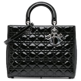 Dior-Dior Black Large Patent Cannage Lady Dior-Black