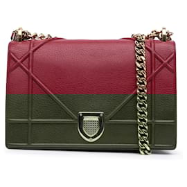 Dior-Dior Red Medium Grained Calfskin Diorama Flap-Red