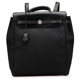 Hermès Schwarzer Toile Herbag GM Rucksack Schwarz