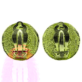 Chanel-Chanel Gold Gold Plated CC Round Clip On Earrings-Golden