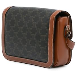 Céline-Celine Brown Classique Coated Canvas Triomphe Crossbody-Brown