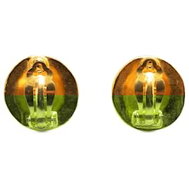 Chanel-Boucles d'oreilles clip en métal doré CC de Chanel-Doré