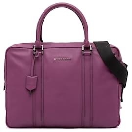 Burberry-Burberry Purple Leather Newburg Business Bag-Purple,Dark purple