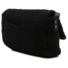 Chanel-Chanel Black Jumbo Reissue 2.55 Sac à Rabat en Tweed Matelassé Facile-Noir