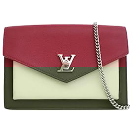 Louis Vuitton-Louis Vuitton Red Bicolor Leather MyLockMe Chain Pochette-Red