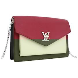 Louis Vuitton-Louis Vuitton Red Bicolor Leather MyLockMe Chain Pochette-Red
