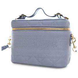 Dior-Dior Blue Small Lambskin Cannage DiorTravel Vanity Case-Blue,Light blue