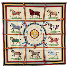 Hermès-Hermès Brown Couvertures et Tenues de Jour Silk Scarf 90-Brown,Other