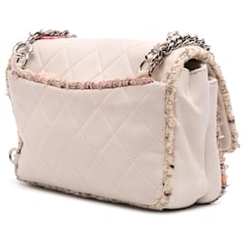 Chanel-Chanel Blanc Matelassé en Agneau et Tweed avec Bord Élégant-Blanc