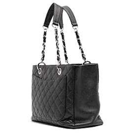 Chanel-Chanel Grand Shopping Tote en Cuir Noir Caviar-Noir