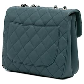 Chanel-Chanel Bleu Moyen Caviar Matelassé Compagnon Urbain Rabat-Bleu,Turquoise