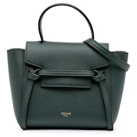 Céline-Celine Green Pico Grained Calfskin Belt Bag-Green,Dark green