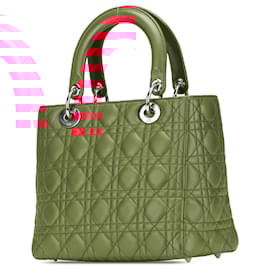 Dior-Dior Red Medium Lambskin Cannage Lady Dior-Red