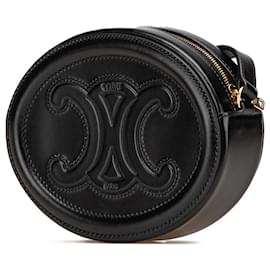 Céline-Celine Black Small Calfskin Cuir Triomphe Oval Crossbody-Black