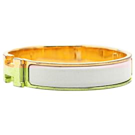 Hermès-Bracelet Clic H en émail étroit rose PM Hermès-Rose,Doré