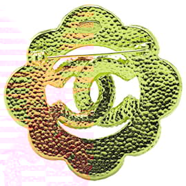 Chanel-Chanel Gold Gold Plated Gripore CC Brooch-Golden