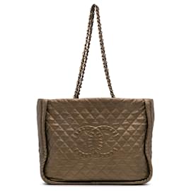 Chanel-Sac tote Istanbul en cuir de veau matelassé CC marron Chanel-Marron,Bronze
