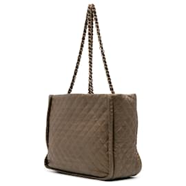Chanel-Sac tote Istanbul en cuir de veau matelassé CC marron Chanel-Marron,Bronze