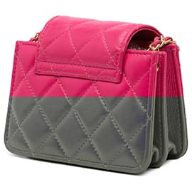 Chanel-Pochette à chaîne en cuir d'agneau matelassé rose CC de Chanel-Rose,Autre