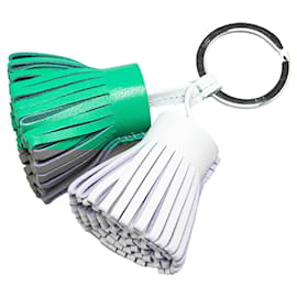 Hermès-Porte-clés Hermès en agneau vert Carmen Uno Dos-Autre,Vert,Bleu clair