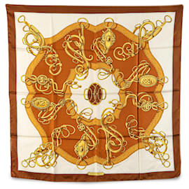 Hermès-Hermès White Lift Profile Silk Scarf-White,Other