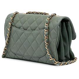 Chanel-Chanel Vert Moyen Sac Quotidien Matelassé en Agneau-Vert