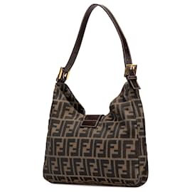 Fendi-Fendi Brown Zucca Canvas Shoulder Bag-Brown