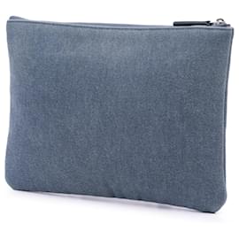 Chanel-Chanel Bleu Moyen Denim Sequin Deauville O Case Clutch-Bleu,Autre