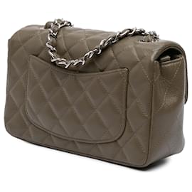 Chanel-Chanel Brown Mini Rectangulaire Classique Caviar Simple Rabat-Marron,Kaki