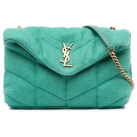 Bolsa transversal Loulou Puffer em lona verde Saint Laurent Verde