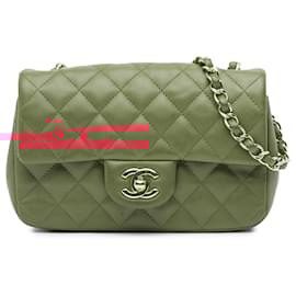 Chanel-Chanel Red Mini Rectangular Classic Lambskin Single Flap-Red