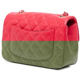 Chanel-Chanel Red Mini Rectangular Classic Lambskin Single Flap-Red