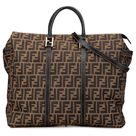 Fendi-Fendi Brown Zucca Canvas Satchel-Brown