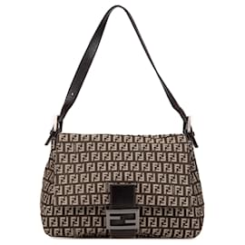 Fendi-Fendi Brown Zucchino Canvas Mamma Forever-Brown,Dark brown