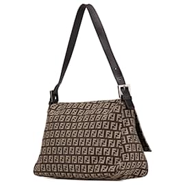 Fendi-Fendi Brown Zucchino Canvas Mamma Forever-Brown,Dark brown