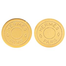 Hermès-Hermès Gold Gold Plated Bijouterie Fantaisie Clou De Selle Clip On Earrings-Golden