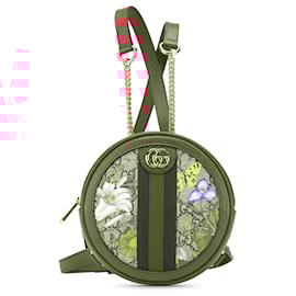 Gucci-Gucci Red Mini GG Supreme Flora Round Ophidia Backpack-Red