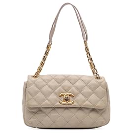 Chanel-Chanel Marron Cuir de Veau Matelassé Ultimate Stitch Retro Chaîne Flap-Marron,Beige