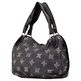 Céline-Celine Brown Denim Macadam Bittersweet Hobo Bag-Brown,Dark brown