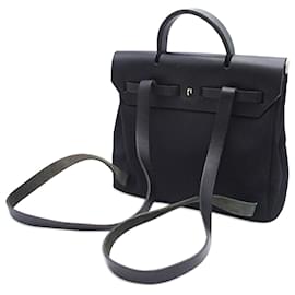 Hermès-Hermès Black Toile Herbag Backpack PM-Black