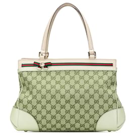 Gucci-Gucci Brown GG Canvas Mayfair Tote-Brown,White,Beige