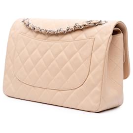 Chanel-Chanel Brown Jumbo Classic Caviar Double Flap-Marron,Beige