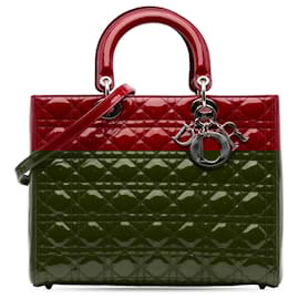 Dior-Dior Red Large Patent Cannage Lady Dior-Red