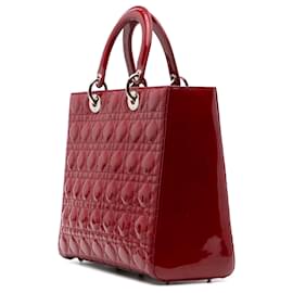 Dior-Dior Red Large Patent Cannage Lady Dior-Red